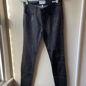 FRAME Mid-Rise Leather Pants, Size 27